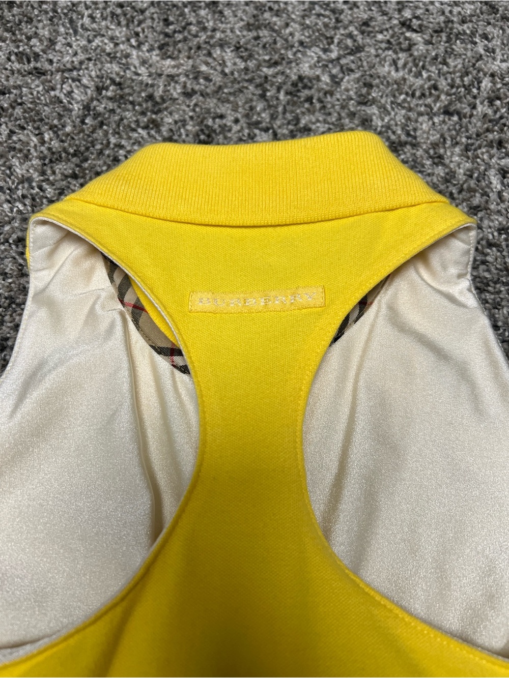 Burberry XS Yellow Sleeveless Polo Tank Collared Top Preppy Golf Tennis - Picture 5 of 11